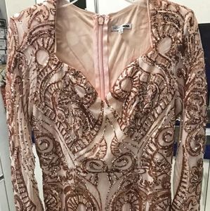 Fashion Nova Cream Sequence Dress XL